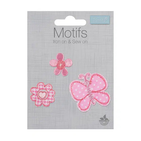 Iron-On Motif Patch - Butterfly & Flowers – view 2 – Truro Fabrics