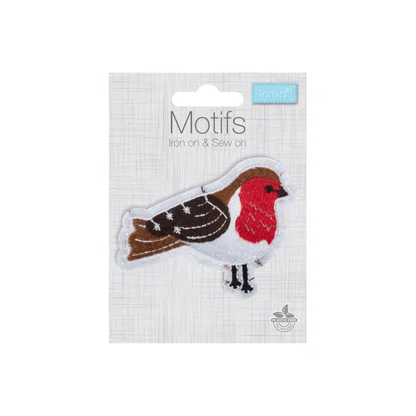 Iron-On Motif Patch - Christmas Robin – view 2 – Truro Fabrics