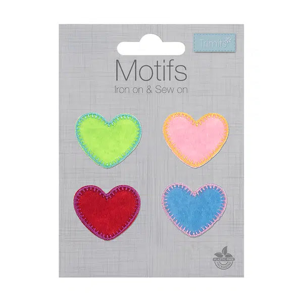 Iron-On Motif Patch - Coloured Hearts – view 2 – Truro Fabrics