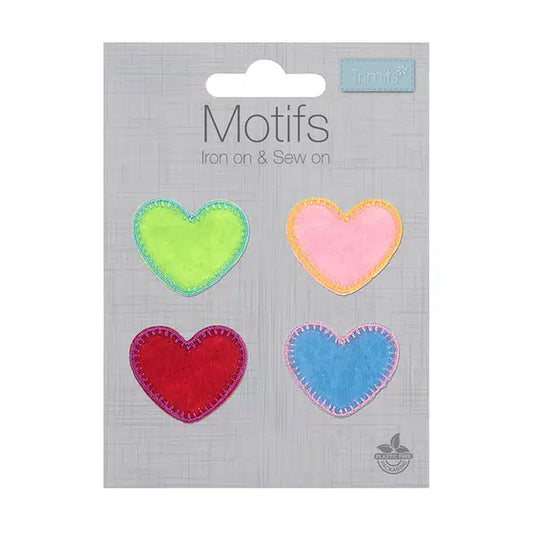 Iron-On Motif Patch - Coloured Hearts – view 2 – Truro Fabrics