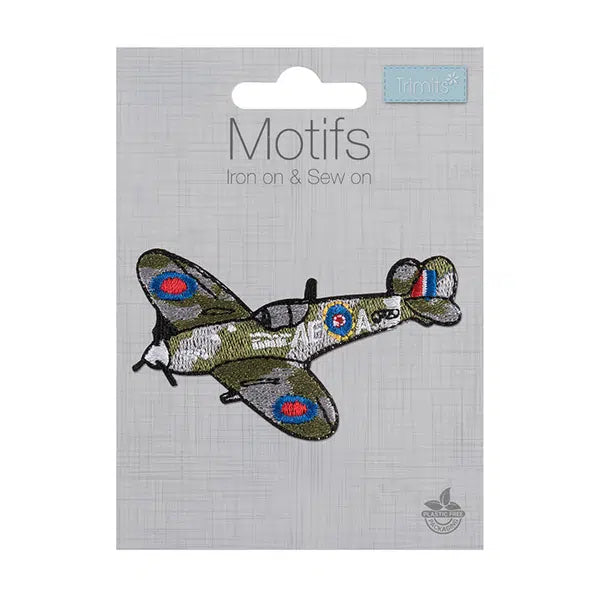 Iron-On Motif Patch - Fighter Plane – view 2 – Truro Fabrics