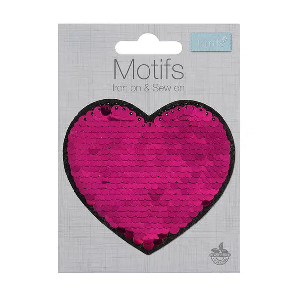 Iron-On Motif Patch - Flip Sequin Heart Pink – view 3 – Truro Fabrics