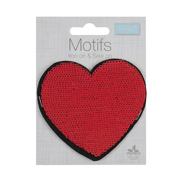 Iron-On Motif Patch - Flip Sequin Heart Red – view 3 – Truro Fabrics