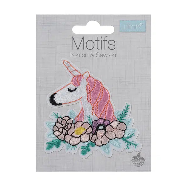 Iron-On Motif Patch - Floral Unicorn – view 2 – Truro Fabrics