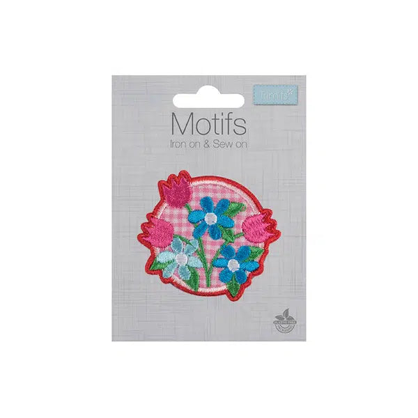 Iron-On Motif Patch - Gingham Floral – view 2 – Truro Fabrics