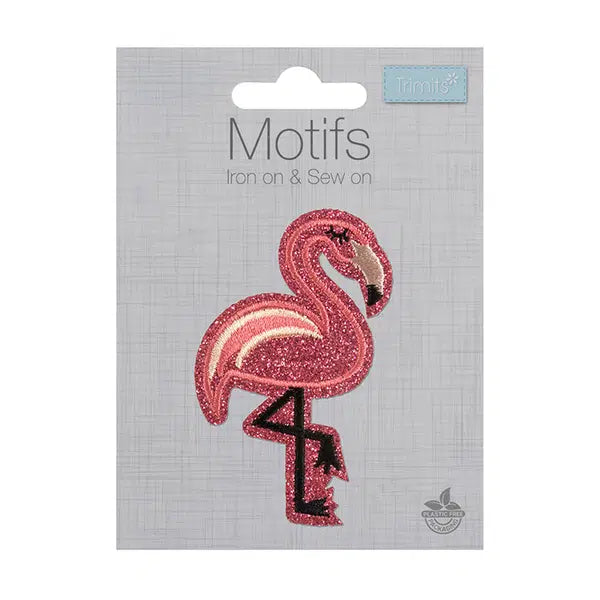 Iron-On Motif Patch - Glitter Flamingo – view 2 – Truro Fabrics