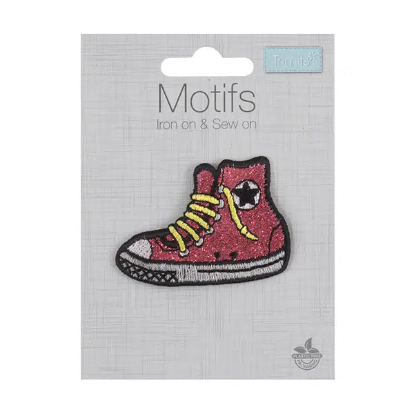 Iron-On Motif Patch - Glitter Trainer – view 2 – Truro Fabrics