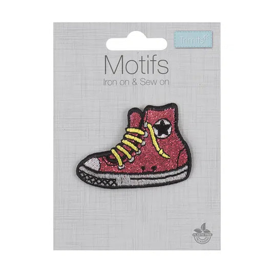 Iron-On Motif Patch - Glitter Trainer – view 2 – Truro Fabrics