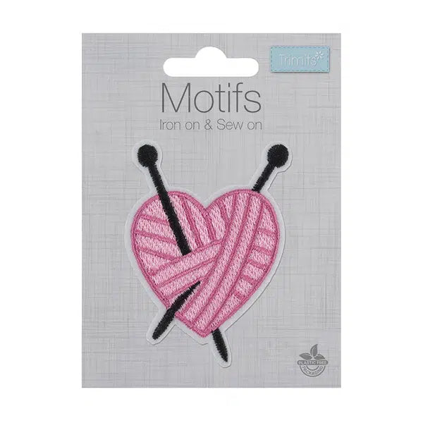 Iron-On Motif Patch - Knitted Heart – view 2 – Truro Fabrics