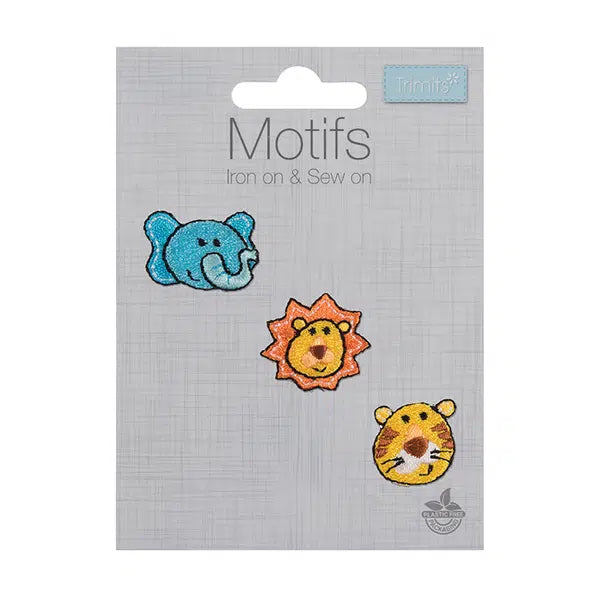 Iron-On Motif Patch - Lion, Tiger, Elephant – view 2 – Truro Fabrics