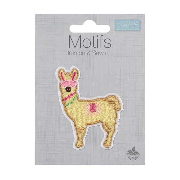 Iron-On Motif Patch - Llama in Glasses – view 2 – Truro Fabrics