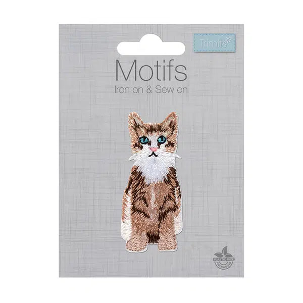 Iron-On Motif Patch - Long Haired Cat – view 2 – Truro Fabrics