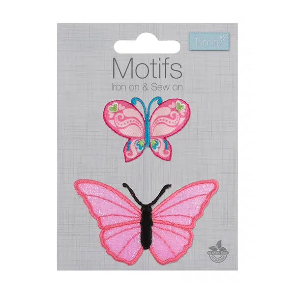 Iron-On Motif Patch - Pink Butterflies – view 2 – Truro Fabrics