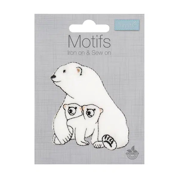 Iron-On Motif Patch - Polar Bear Family – view 2 – Truro Fabrics