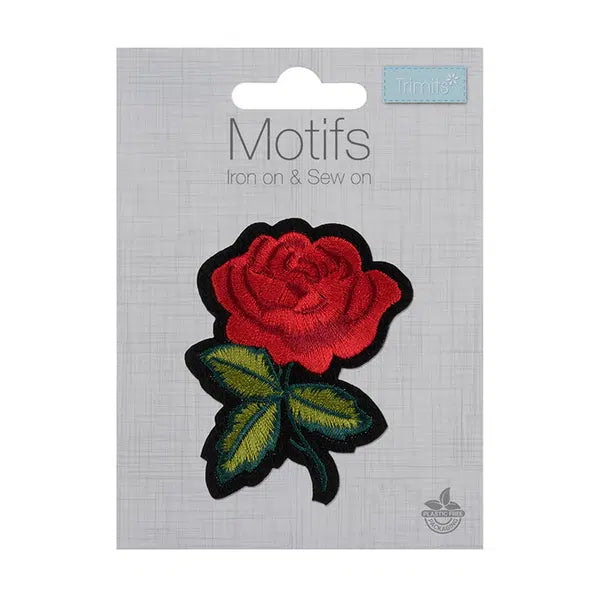 Iron-On Motif Patch - Red Rose – view 2 – Truro Fabrics
