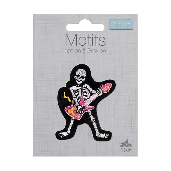 Iron-On Motif Patch - Rock Star Skeleton – view 2 – Truro Fabrics