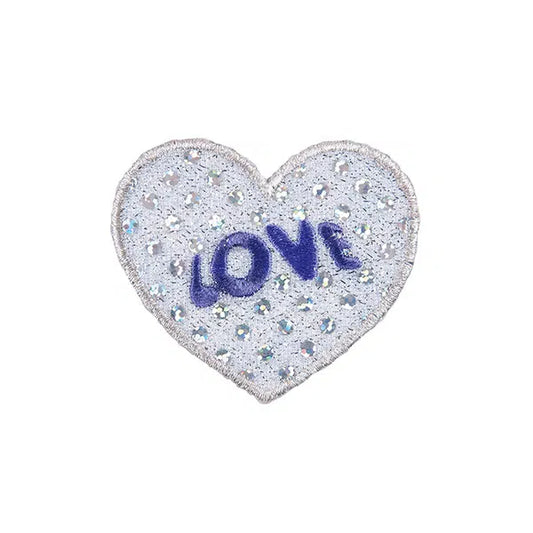 Iron-On Motif Patch - Sequin Silver Love Heart – Truro Fabrics