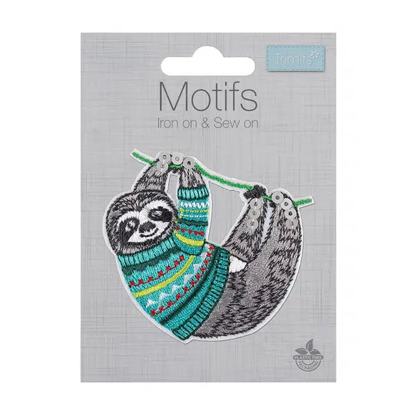 Iron-On Motif Patch - Sequin Sloth – view 2 – Truro Fabrics