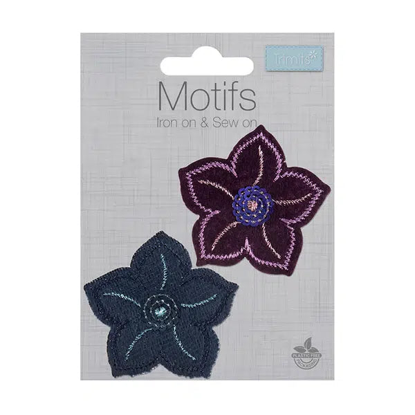 Iron-On Motif Patch - Sequinned Flowers – view 2 – Truro Fabrics