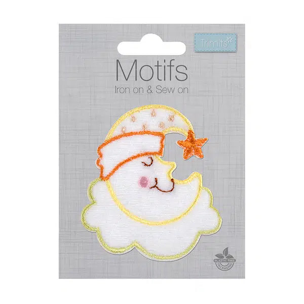 Iron-On Motif Patch - Sleepy Moon Cloud – view 2 – Truro Fabrics
