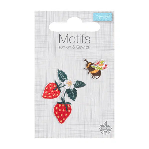 Iron-On Motif Patch - Strawberry Bee – view 2 – Truro Fabrics