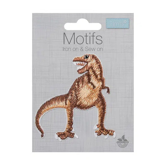 Iron-On Motif Patch - T-Rex Dinosaur – view 2 – Truro Fabrics