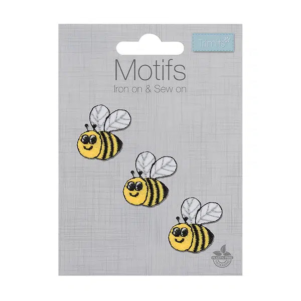 Iron-On Motif Patch - Tiny Bees – view 2 – Truro Fabrics