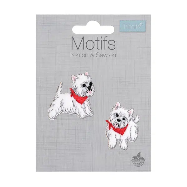 Iron-On Motif Patch - Westie Dogs – view 2 – Truro Fabrics