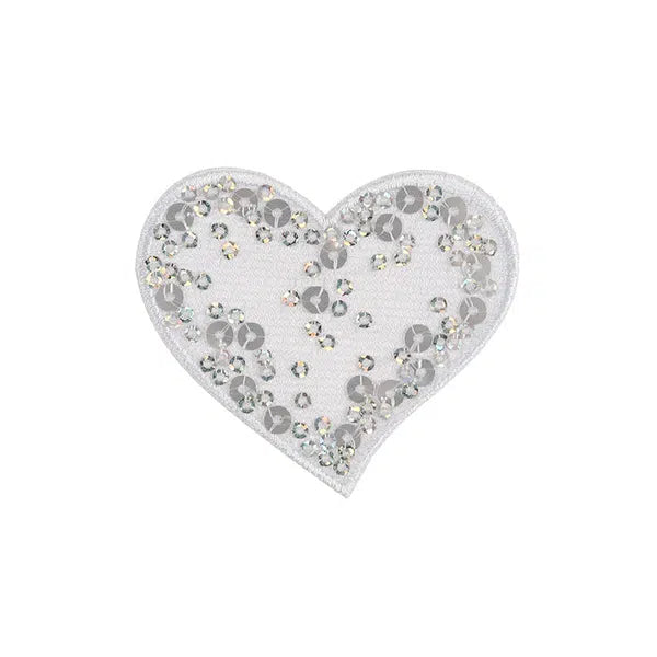 Iron-On Motif Patch - White Sequin Heart – Truro Fabrics