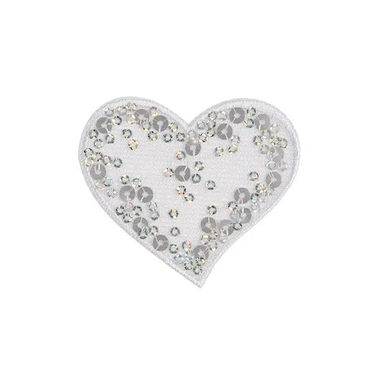 Iron-On Motif Patch - White Sequin Heart – Truro Fabrics