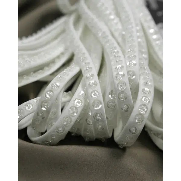Ivory Duchesse Satin Beaded Strapping – 8mm – Truro Fabrics