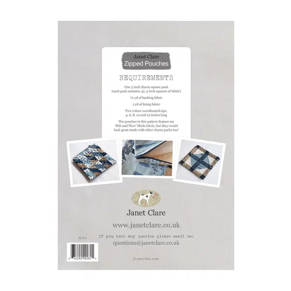 Janet Clare - Patchwork Paper Pattern - Zipped Pouches | Truro Fabrics