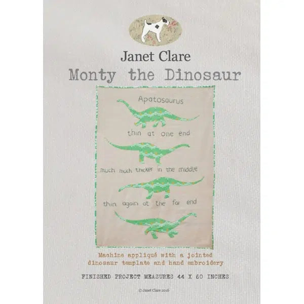 Janet Clare - Patchwork Quilt Paper Pattern - Monty the Dinosaur – view 2 | Truro Fabrics
