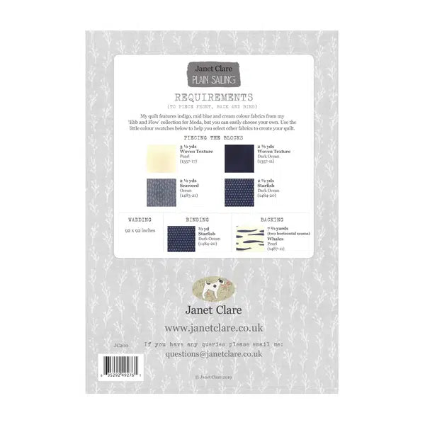 Janet Clare - Patchwork Quilt Paper Pattern - Plain Sailing | Truro Fabrics