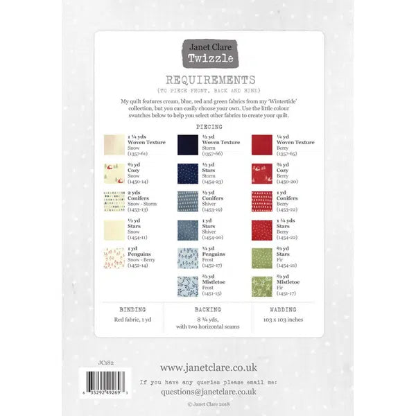 Janet Clare - Patchwork Quilt Paper Pattern - Twizzle | Truro Fabrics