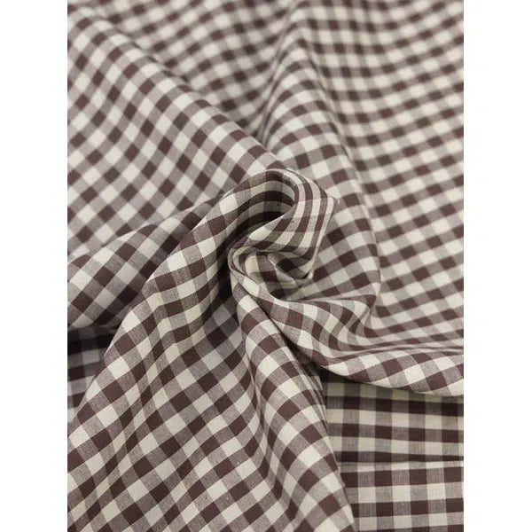 Japanese Cotton Gingham Fabric - 6mm - Chestnut | Truro Fabrics