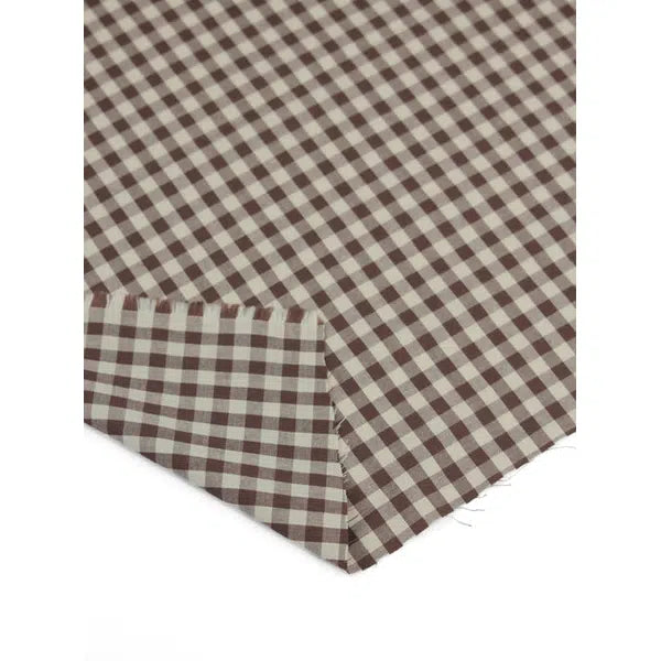 Japanese Cotton Gingham Fabric - 6mm - Chestnut – view 4 | Truro Fabrics