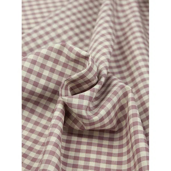 Japanese Cotton Gingham Fabric - 6mm - Mauvette | Truro Fabrics