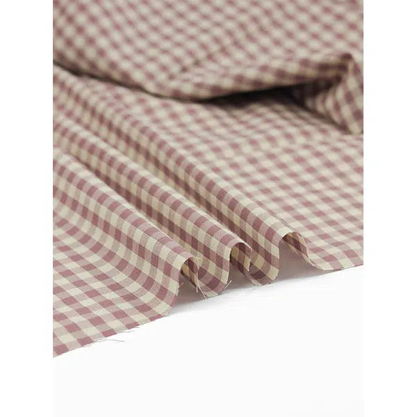Japanese Cotton Gingham Fabric - 6mm - Mauvette | Truro Fabrics