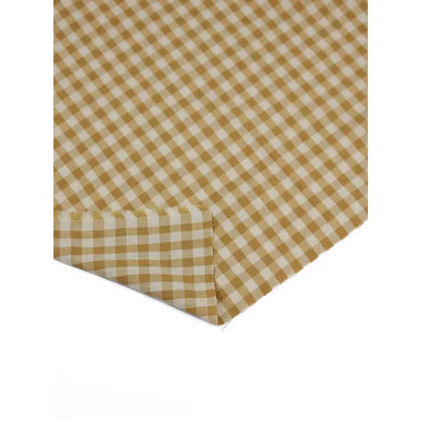 Japanese Cotton Gingham Fabric - 6mm - Ochre – view 2 | Truro Fabrics