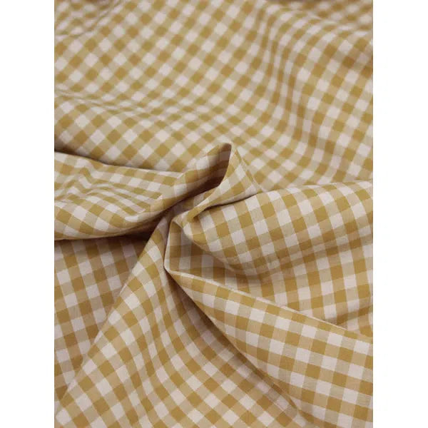 Japanese Cotton Gingham Fabric - 6mm - Ochre | Truro Fabrics