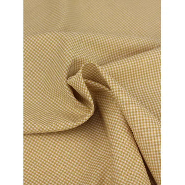 Japanese Cotton Micro Gingham Fabric - 2mm - Ochre | Truro Fabrics