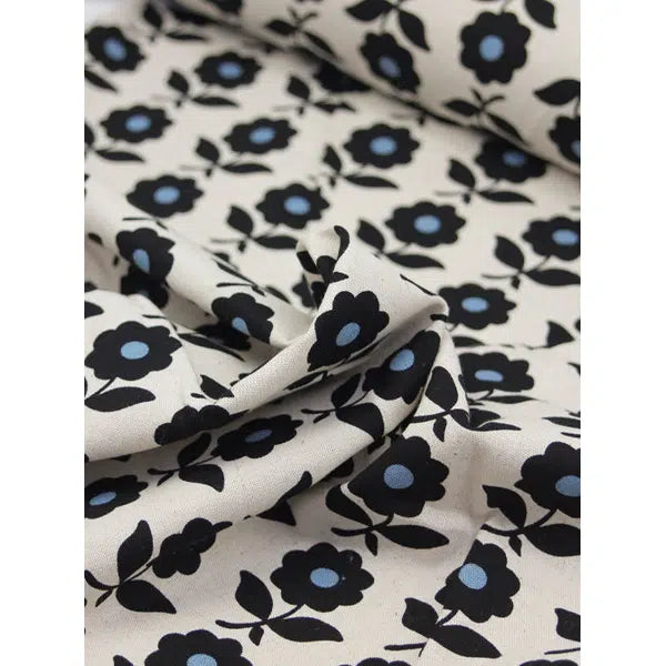 Japanese Cotton Oxford Fabric - Shadow Daisy | Truro Fabrics