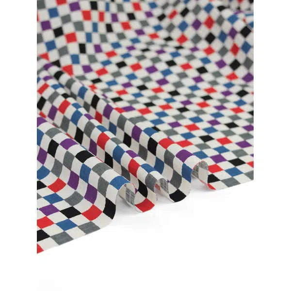 Japanese Linen Look Cotton Fabric – Berry Checkers | Truro Fabrics