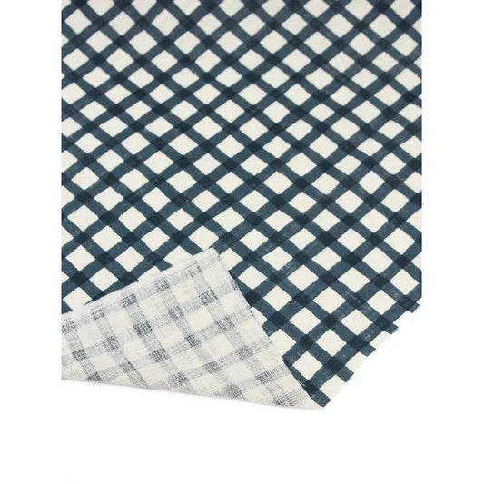 Japanese Linen Look Cotton Fabric – Freehand Check Ink | Truro Fabrics