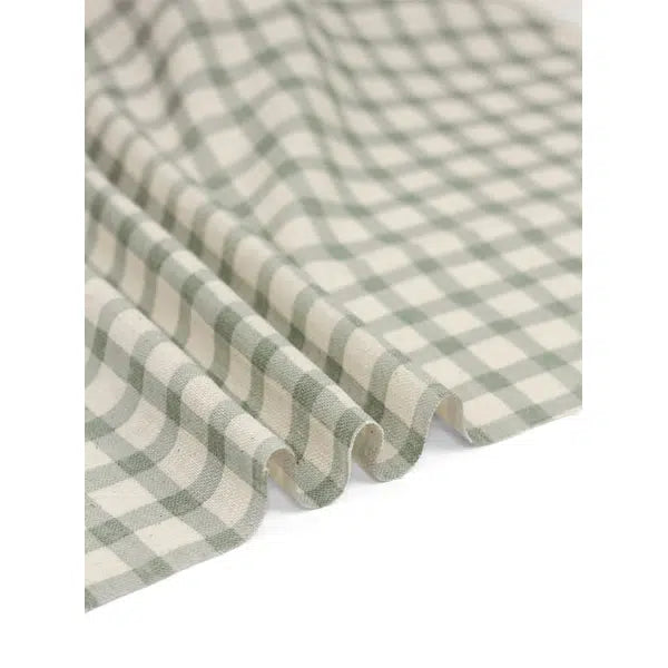 Japanese Linen Look Cotton Fabric – Freehand Check Seaglass – view 2 | Truro Fabrics
