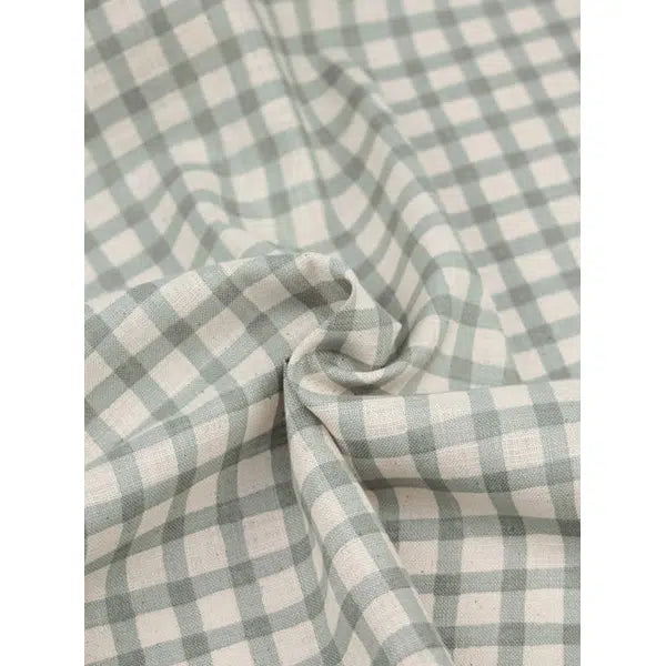 Japanese Linen Look Cotton Fabric – Freehand Check Seaglass – view 3 | Truro Fabrics