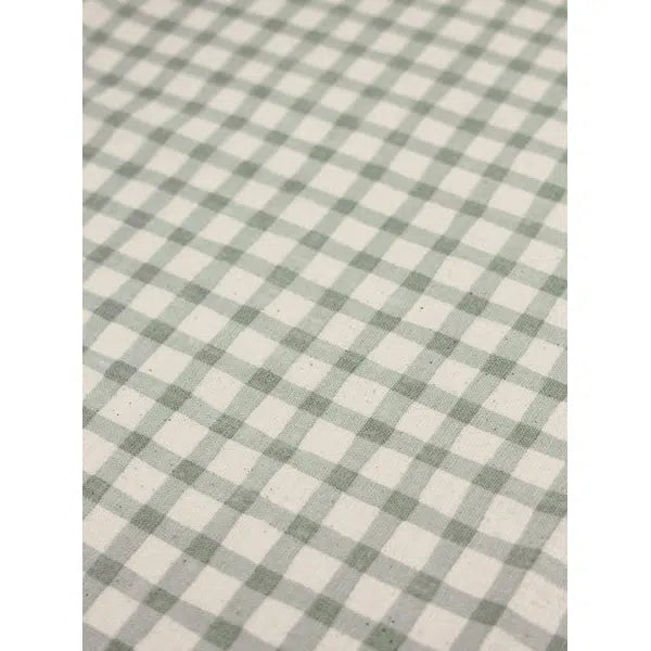 Japanese Linen Look Cotton Fabric – Freehand Check Seaglass – view 4 | Truro Fabrics
