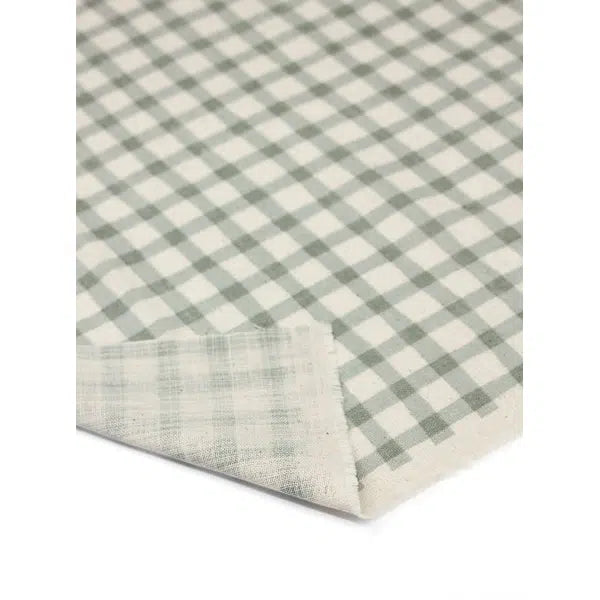 Japanese Linen Look Cotton Fabric – Freehand Check Seaglass | Truro Fabrics
