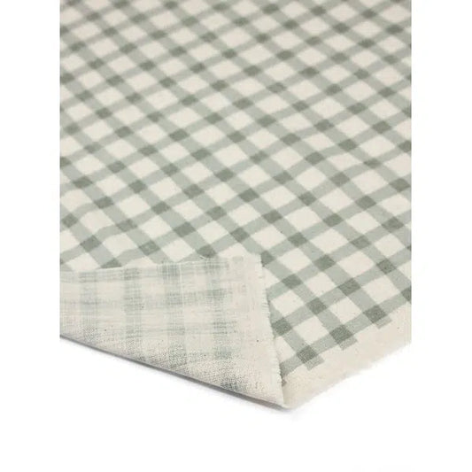 Japanese Linen Look Cotton Fabric – Freehand Check Seaglass | Truro Fabrics